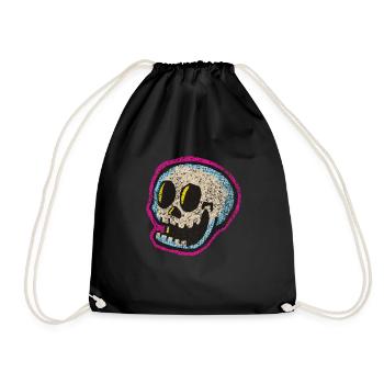 Skull Halloween Skater Skull Gift Idea - Drawstring Bag - black - Front