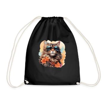 Coole Katze mit Sonnenbrille - Turnbeutel - Schwarz - Vorne