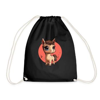 Mignon poney dessin animé - Sac de sport léger - noir - Devant