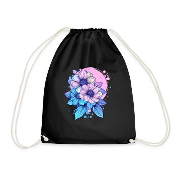Neon Flowers Splash - Drawstring Bag - black - Front