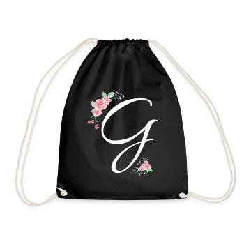 Buchstabe g Blumen - Turnbeutel - Schwarz - Vorne