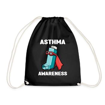 Asthma Awareness Superhero Inhaler Design - Drawstring Bag - black - Front