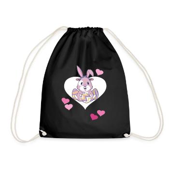 Osterhase Osterei Ostereier Hase Retro 80er 90er - Turnbeutel - Schwarz - Vorne