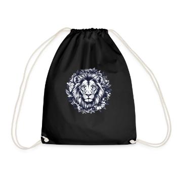 Lion majestueux en fleurs - Sac de sport léger - noir - Devant