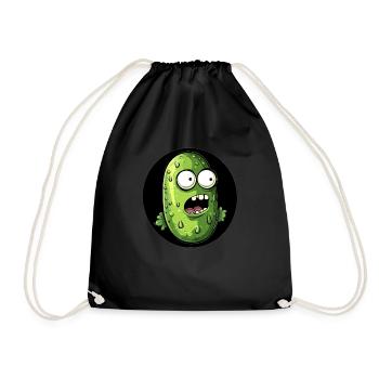 Funny cucumber scared - Drawstring Bag - black - Front