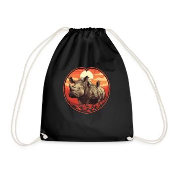 Rhino Love au coucher du soleil - Sac de sport léger - noir - Devant
