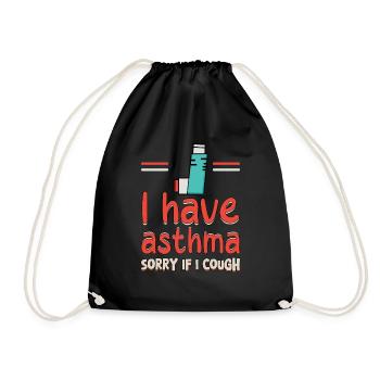 Sensibilisation à l’asthme : J’ai de l’asthme, désolé si je tousse - Sac de sport léger - noir - Devant