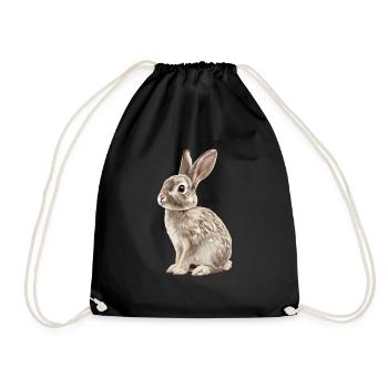 Hasen Hase - Turnbeutel - Schwarz - Vorne