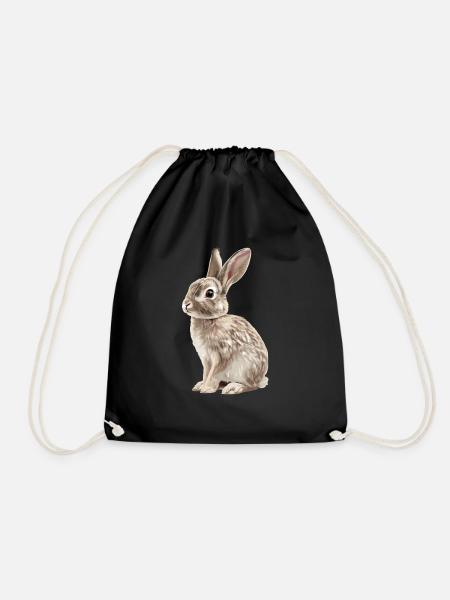 Hasen Hase - Turnbeutel - Schwarz