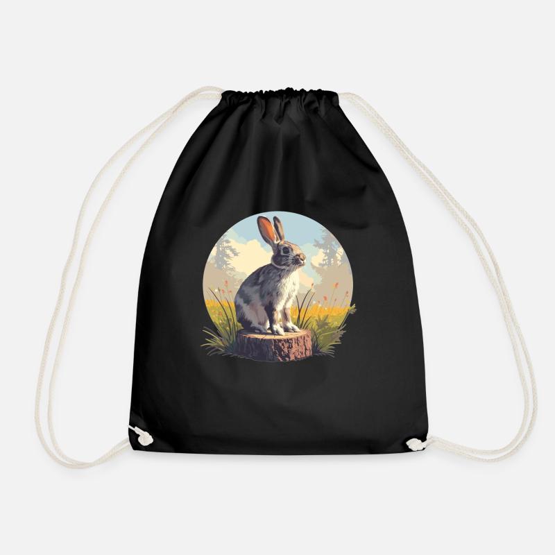 Hasen Hase - Turnbeutel - Schwarz