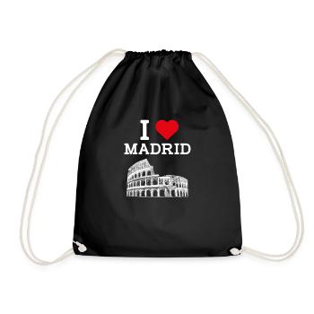 I Love Madrid Spain Lover Cool Heart Colosseum Pun - Drawstring Bag - black - Front