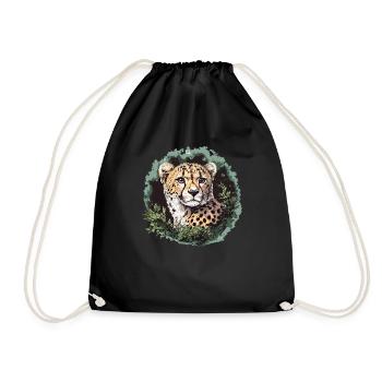 Cheetah in the green jungle - Drawstring Bag - black - Front