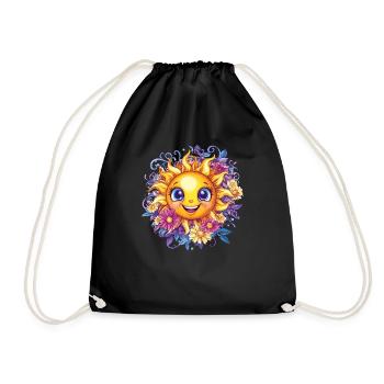 Soleil avec couronne de fleurs - Sac de sport léger - noir - Devant
