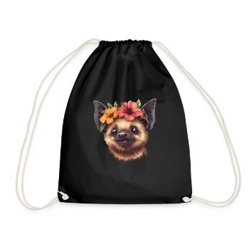 Chauve-souris avec des fleurs - Sac de sport léger - noir - Devant