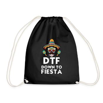 Cinco De Mayo Skull Fiesta DTF - Drawstring Bag - black - Front