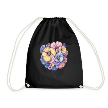 Blumenpracht im Pastell - Turnbeutel - Schwarz - Vorne