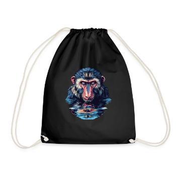 Mandrill in the water view - Drawstring Bag - black - Front
