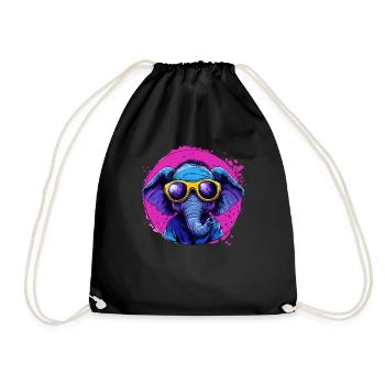 Cool elephant in sunglasses - Drawstring Bag - black - Front