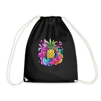 Pineapple Color Explosion - Drawstring Bag - black - Front
