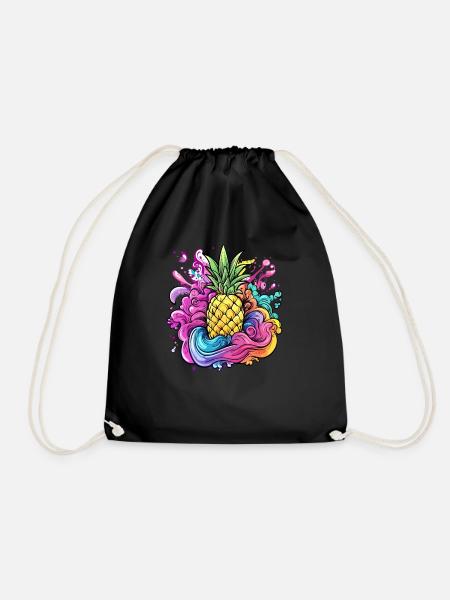 Ananas Farbexplosion - Turnbeutel - Schwarz