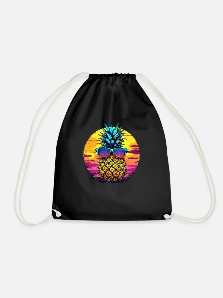 Sonnen Ananas mit Brille - Turnbeutel - Schwarz