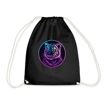 Neon Tiger Gaze - Drawstring Bag - black - Front