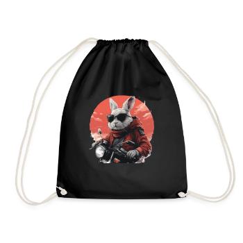 Lapin drôle, lapin de Pâques sur moto - Sac de sport léger - noir - Devant