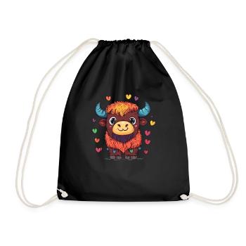 Yak coloré avec des cœurs - Sac de sport léger - noir - Devant