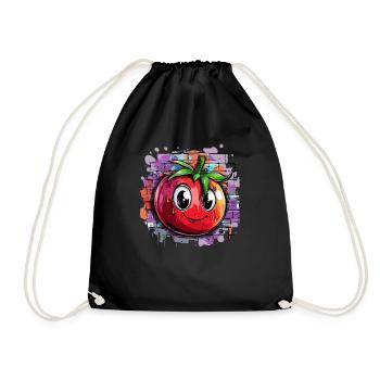 Tomate devant un mur de graffitis - Sac de sport léger - noir - Devant
