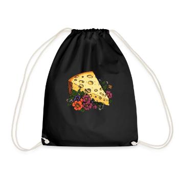 Cheese with flowers - Drawstring Bag - black - Front
