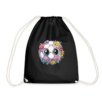 Football with flower eyes - Drawstring Bag - black - Front