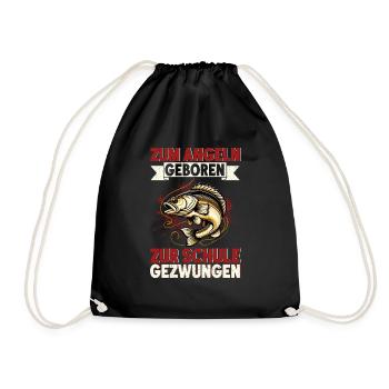 Angler Angelrute Witziges Fischer Hobbyfischer - Turnbeutel - Schwarz - Vorne