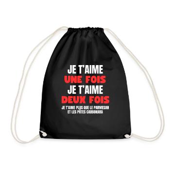 Je t’aime plus que les pâtes - Sac de sport léger - noir - Devant