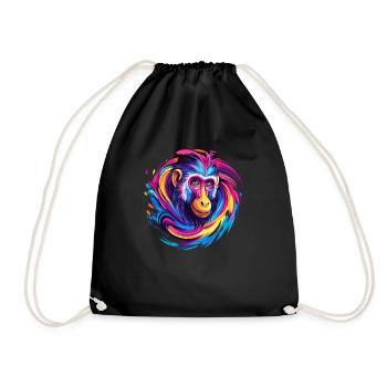 Colorful Monkey Head Swirl - Drawstring Bag - black - Front