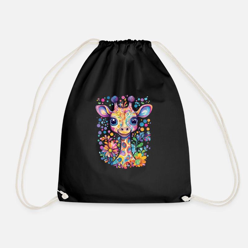 Bunte Giraffe Träume - Turnbeutel - Schwarz