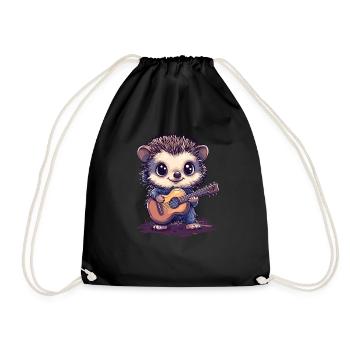 Gitarrenspielender Igel - Turnbeutel - Schwarz - Vorne