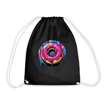 Donut im Graffiti Stil - Turnbeutel - Schwarz - Vorne
