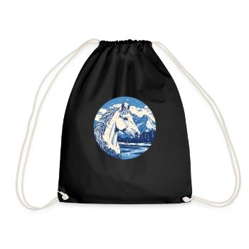 Horse in mountain landscape - Drawstring Bag - black - Front