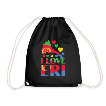 Eritrea Karte Herz I Love Eri Patriotic - Turnbeutel - Schwarz - Vorne