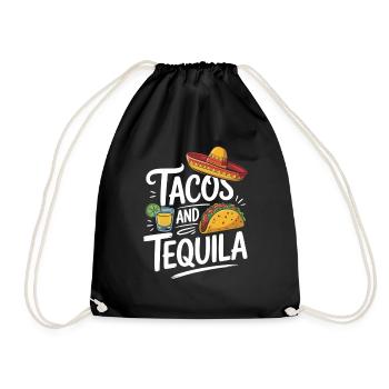 Lustiges Tacos & Tequila Shirt - Turnbeutel - Schwarz - Vorne