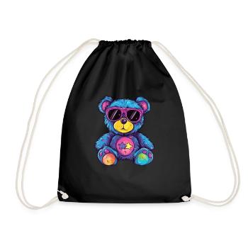 Bunter Sternen Teddy - Turnbeutel - Schwarz - Vorne