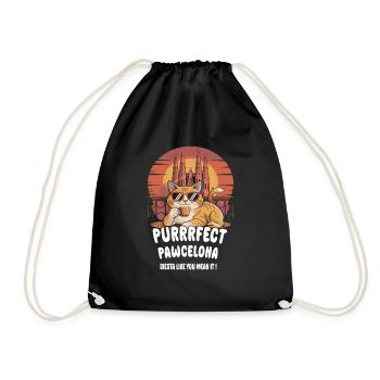 Pawcelona Barcelona Cat Design - Drawstring Bag - black - Front