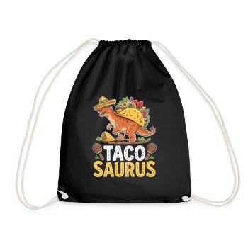 Taco Saurus with Sombrero - Drawstring Bag - black - Front