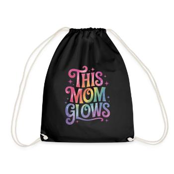 Glowing Mom – Rainbow Style - Drawstring Bag - black - Front