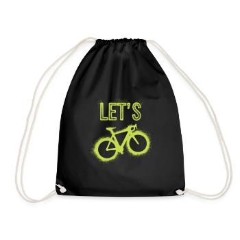 Let’s Ride – Neon Fahrrad - Turnbeutel - Schwarz - Vorne