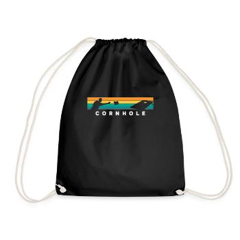 Cornhole Spieler Retro Stil Silhouette - Turnbeutel - Schwarz - Vorne