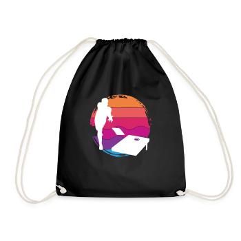 Cornhole Spieler Sonnenuntergang Silhouette - Turnbeutel - Schwarz - Vorne
