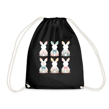 Easter Flower Bunnies Vintage Cottagecore Style - Drawstring Bag - black - Front