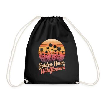 Wildflowers & Sunset - Drawstring Bag - black - Front