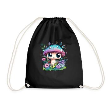 Champignon magique avec des fleurs - Sac de sport léger - noir - Devant